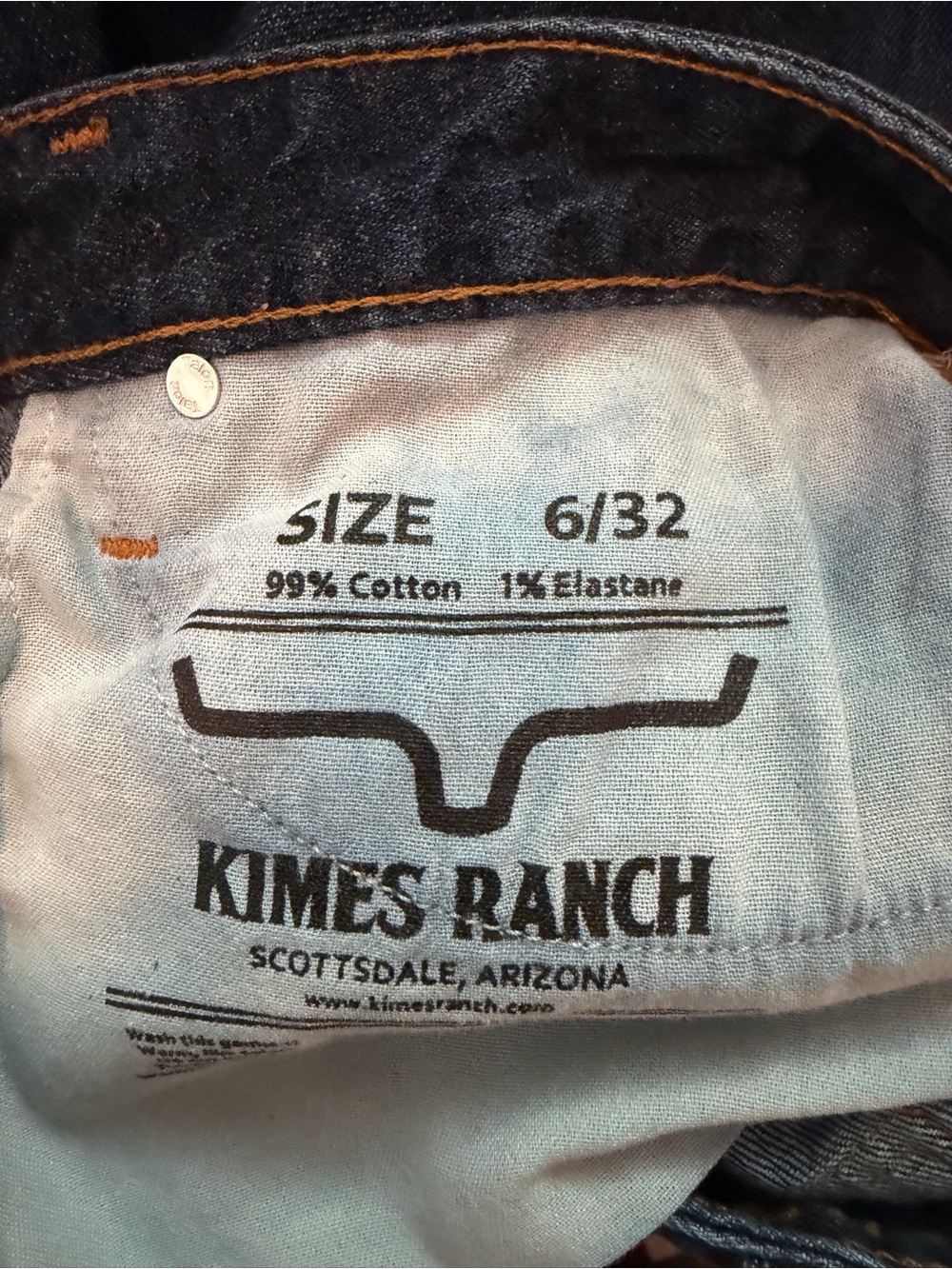 Kimes Ranch women’s Dark Blue Bootcut Jeans with Yellow Stitch Detail - Picture 3 of 4